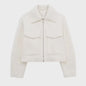Chique Grijze Dames Jas met Rits en Zakken - Vintage Stijl