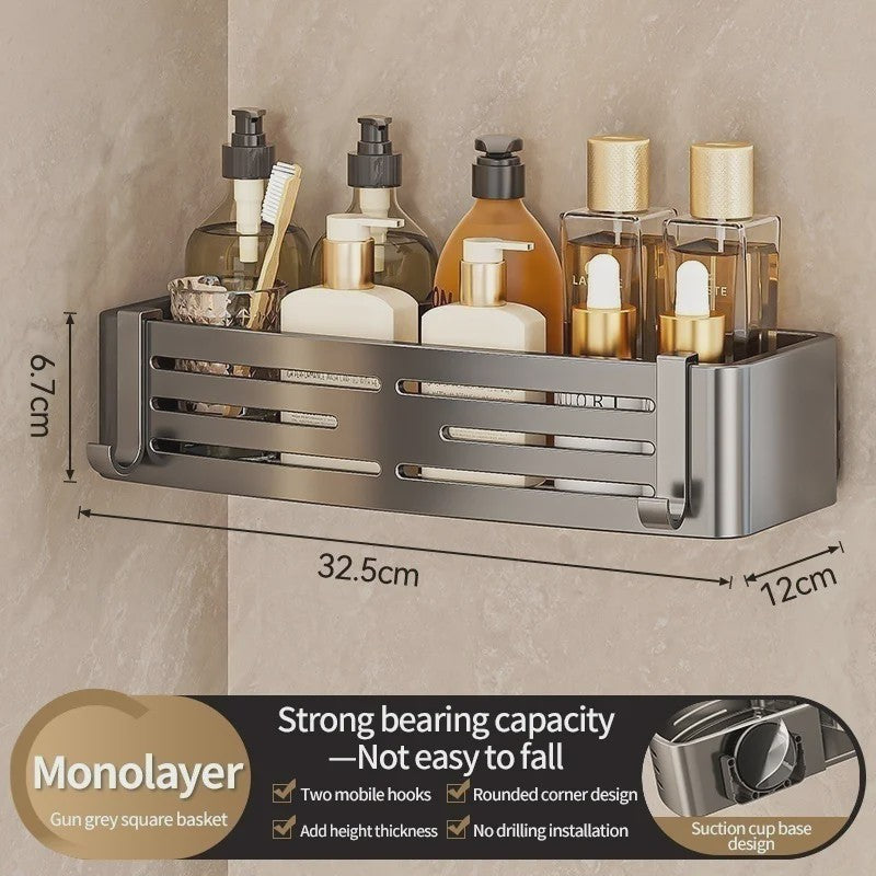 Aluminium Hoekplank Badkamer met Sterke Zuignap - Perforatievrije Wandmontage
