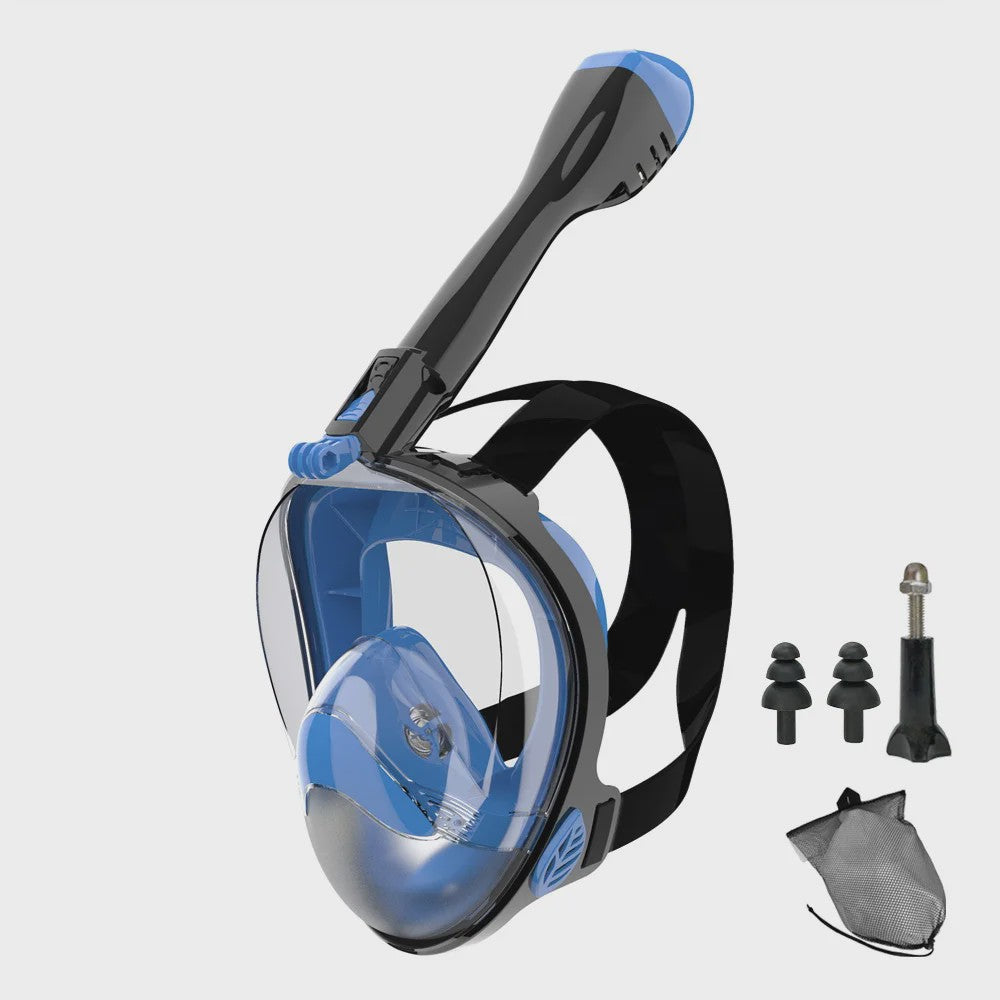 Full Face Snorkel Masker met 180° Panoramisch Zicht, Anti-lek & Anti-condens - Veilig Ademhalen & Camera Mount
