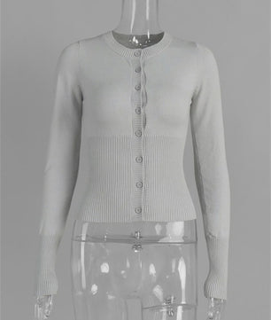 Dames Gebreide Cardigan met Lange Mouwen - Slim Fit & Elegant