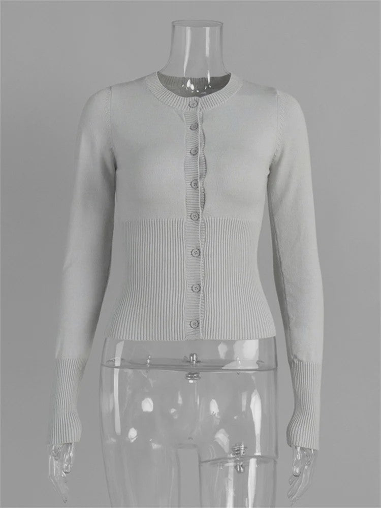 Dames Gebreide Cardigan met Lange Mouwen - Slim Fit & Elegant