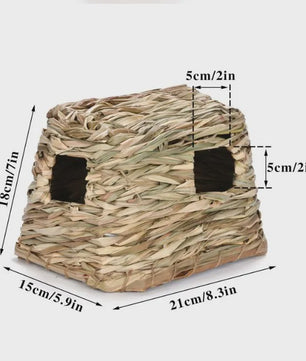 Vouwbaar Gras Nest Huisje voor Konijn, Hamster & Cavia - Natuurlijk Kauwspeelgoed