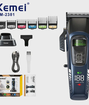 Kemei 2381 Professionele Trimmer Set - 10000 RPM, LED Display, Draadloos