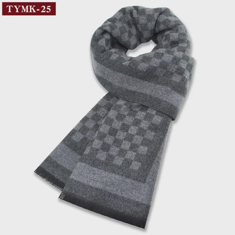 Luxe Heren Sjaal - Warme Wol & Kasjmier - Winter Ruitpatroon