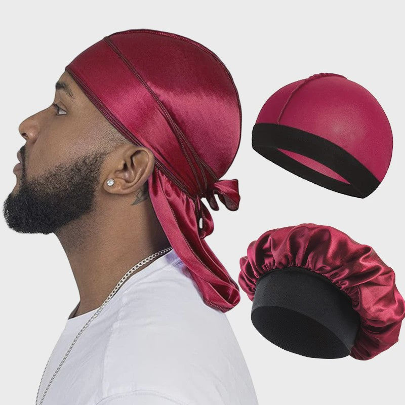 3-delige Set Zijdezachte Durags, Wave Caps & Satin Bonnets - Unisex