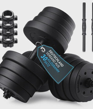 30KG Verstelbare Dumbbell & Barbell Set - Complete Home Gym Krachttraining Kit