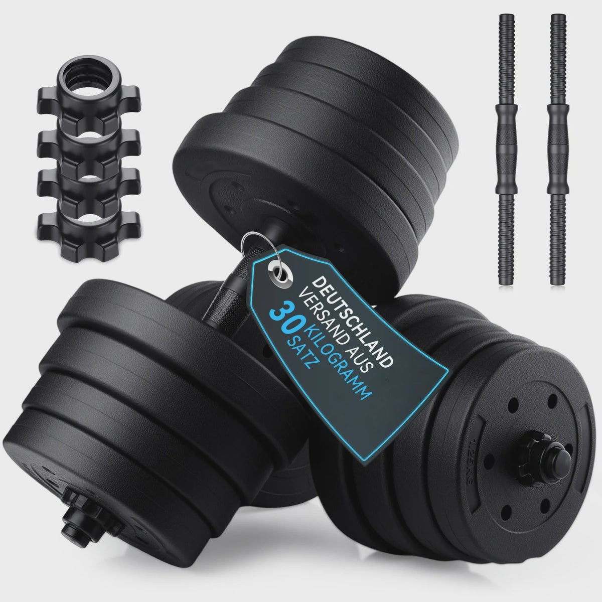 30KG Verstelbare Dumbbell & Barbell Set - Complete Home Gym Krachttraining Kit