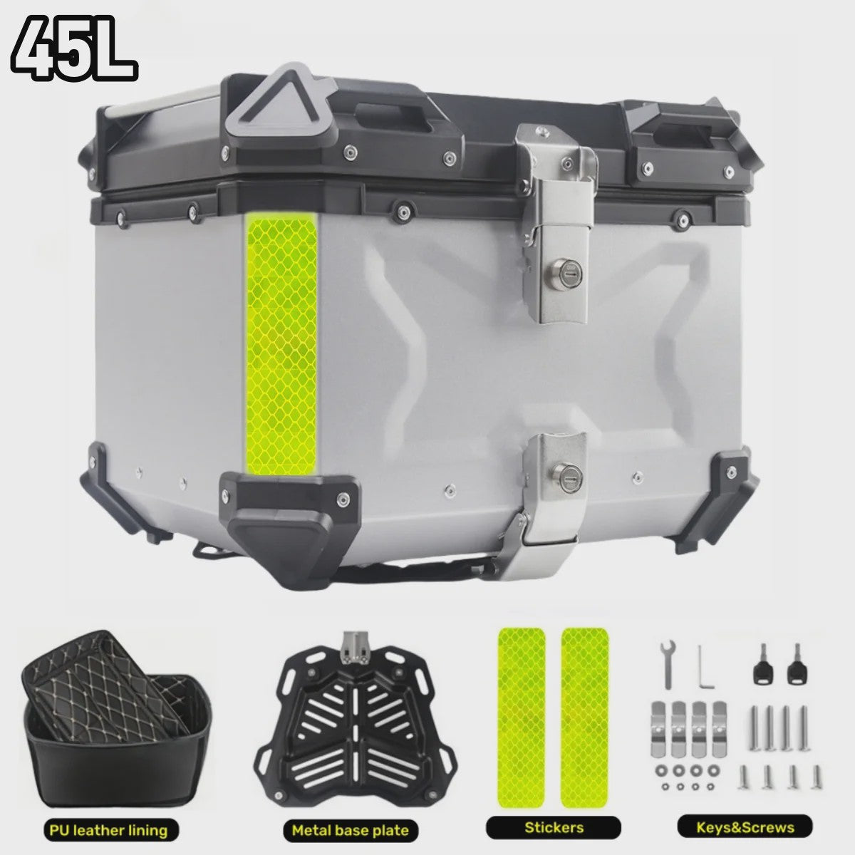 Universele Motor Topcase Aluminium Bagagekoffer - 45L/55L/65L - Quick-Lock