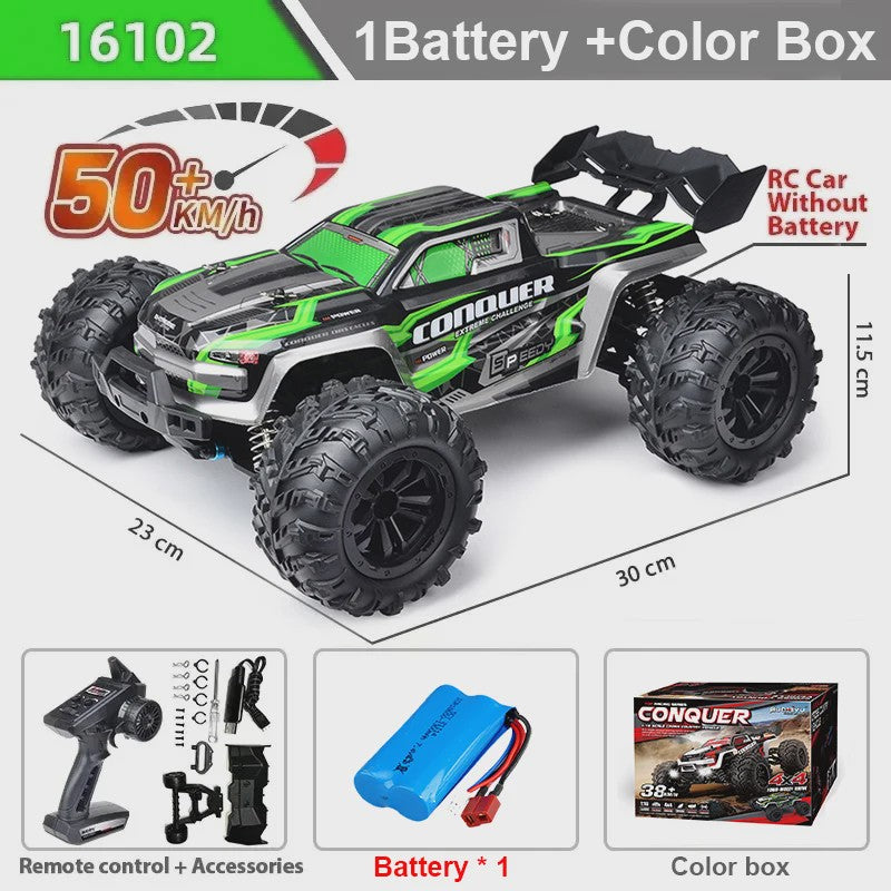 WLtoys 16102 1:16 RC Monster Truck - 50KM/H High Speed 4WD Off-Road Auto met LED