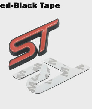 ST Grille Badge Embleem Sticker - Rood/Blauw Chroom - Voor Ford Fiesta, Focus, Mondeo
