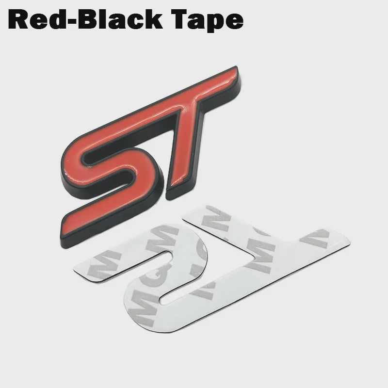ST Grille Badge Embleem Sticker - Rood/Blauw Chroom - Voor Ford Fiesta, Focus, Mondeo