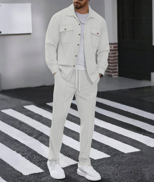 Heren Wafelruit Set: Stijlvol Casual & Zakelijk Jack met Lange Broek