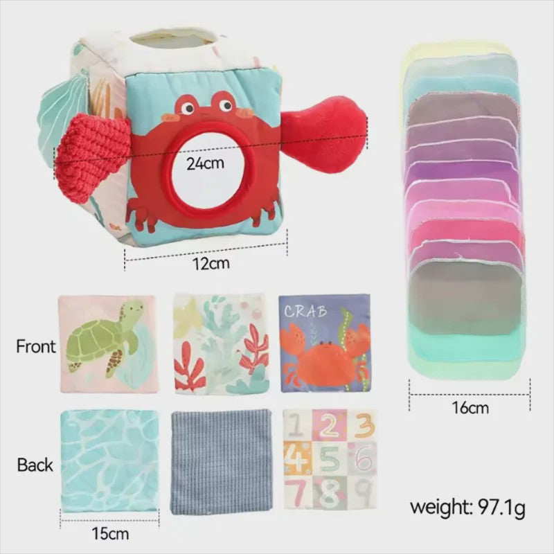 Montessori Stoffen Tissue Box Speelgoed - Educatief Sensorisch Speelgoed voor Baby's met Vinger Oefening