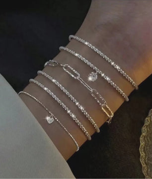 Set van 4 Luxe Armbanden met Groene Edelstenen en Strass - Stijlvolle Sieraden voor Dames