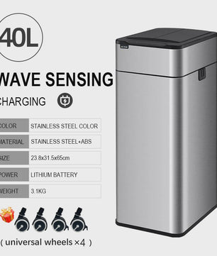 Slimme Vuilnisbak met Sensor - RVS - 20-60L - Automatisch Openen & Sluiten
