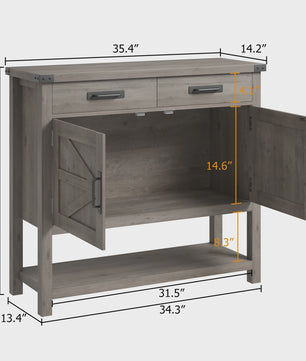 Moderne Landelijke Console Tafel met Koffiebar - 2 Lades, 2 Deuren & Open Plank