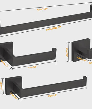 Complete Badkamer Accessoires Set - Zwart & Geborsteld Staal