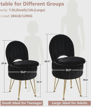 Luxe Fauteuil met Opbergruimte en Pluche Bekleding - Kaptafel Stoel
