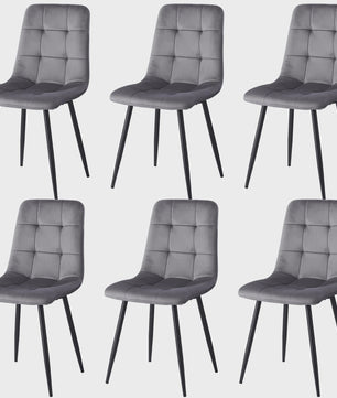 Set Eettafelstoelen (2/4/6 stuks) - Gestoffeerd Fluweel met Metalen Frame