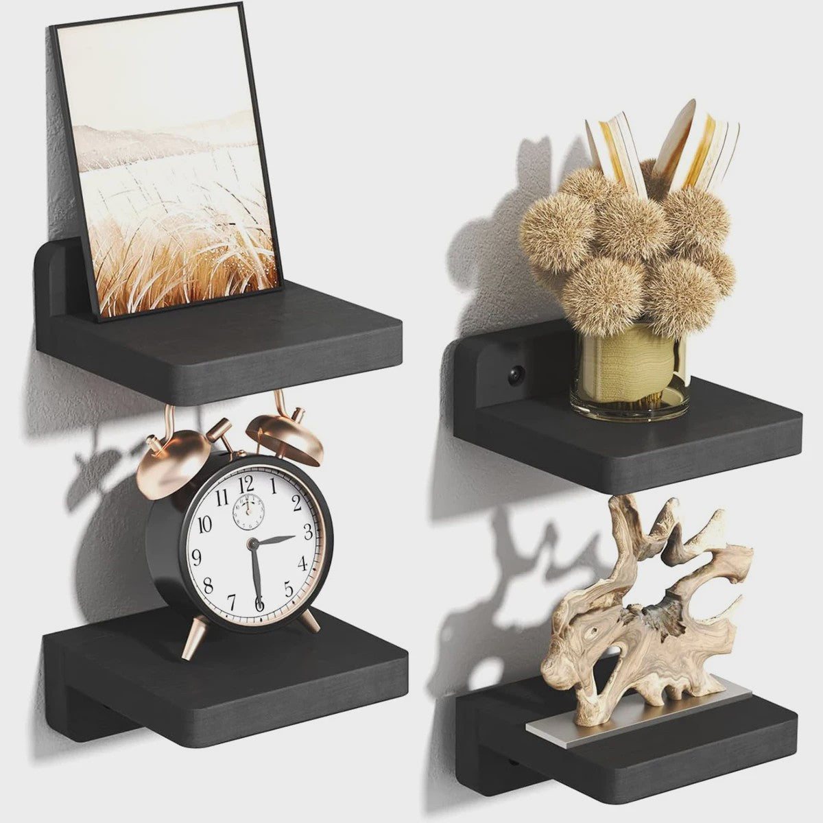 4x Kleine Drijvende Planken voor Wandmontage - 5 Inch Houten Display Ledges - Decoratie voor Elke Kamer