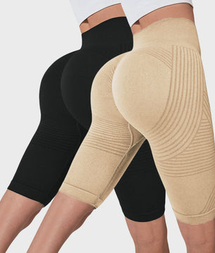 2-Pack Seamless High-Waisted Yoga Shorts met Push-Up Effect - Perfect voor Fitness & Training