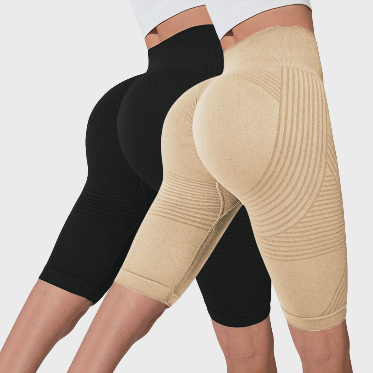 2-Pack Seamless High-Waisted Yoga Shorts met Push-Up Effect - Perfect voor Fitness & Training