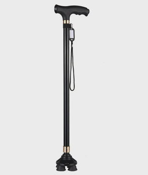 Verstelbare Aluminium Wandelstok met LED-lamp en Anti-slip Vierpoot
