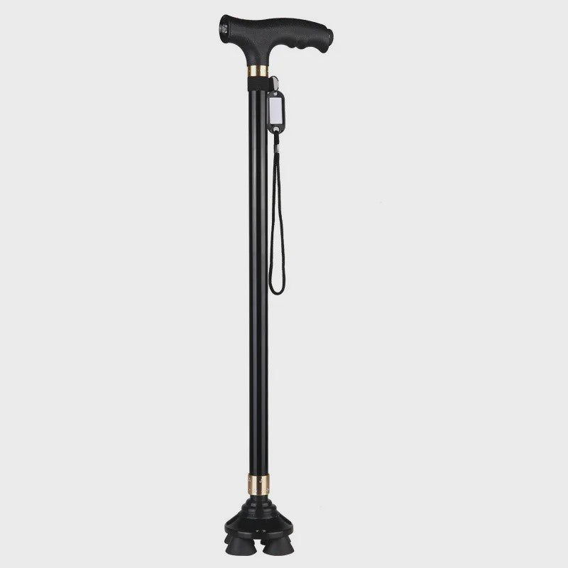 Verstelbare Aluminium Wandelstok met LED-lamp en Anti-slip Vierpoot