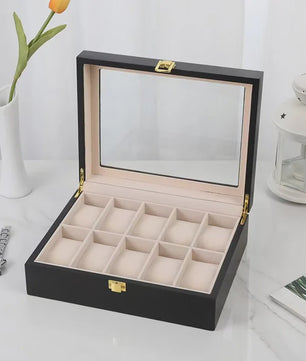 Luxe Houten Horlogedoos met 6, 10 of 12 Vakken - Handgemaakt Sieraden Opbergdoos Display