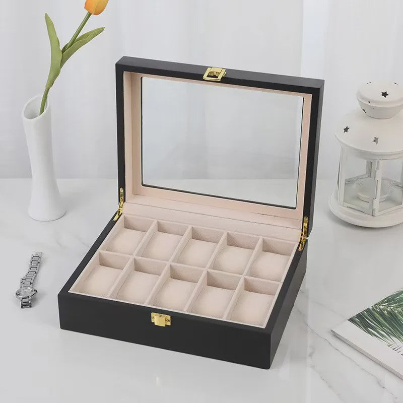 Luxe Houten Horlogedoos met 6, 10 of 12 Vakken - Handgemaakt Sieraden Opbergdoos Display