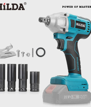 HILDA 1/2" Brushless Slagmoersleutel - 1200 Nm Krachtige Accu Klopmachine voor Banden en Steigerbouw (Compatibel met Makita)