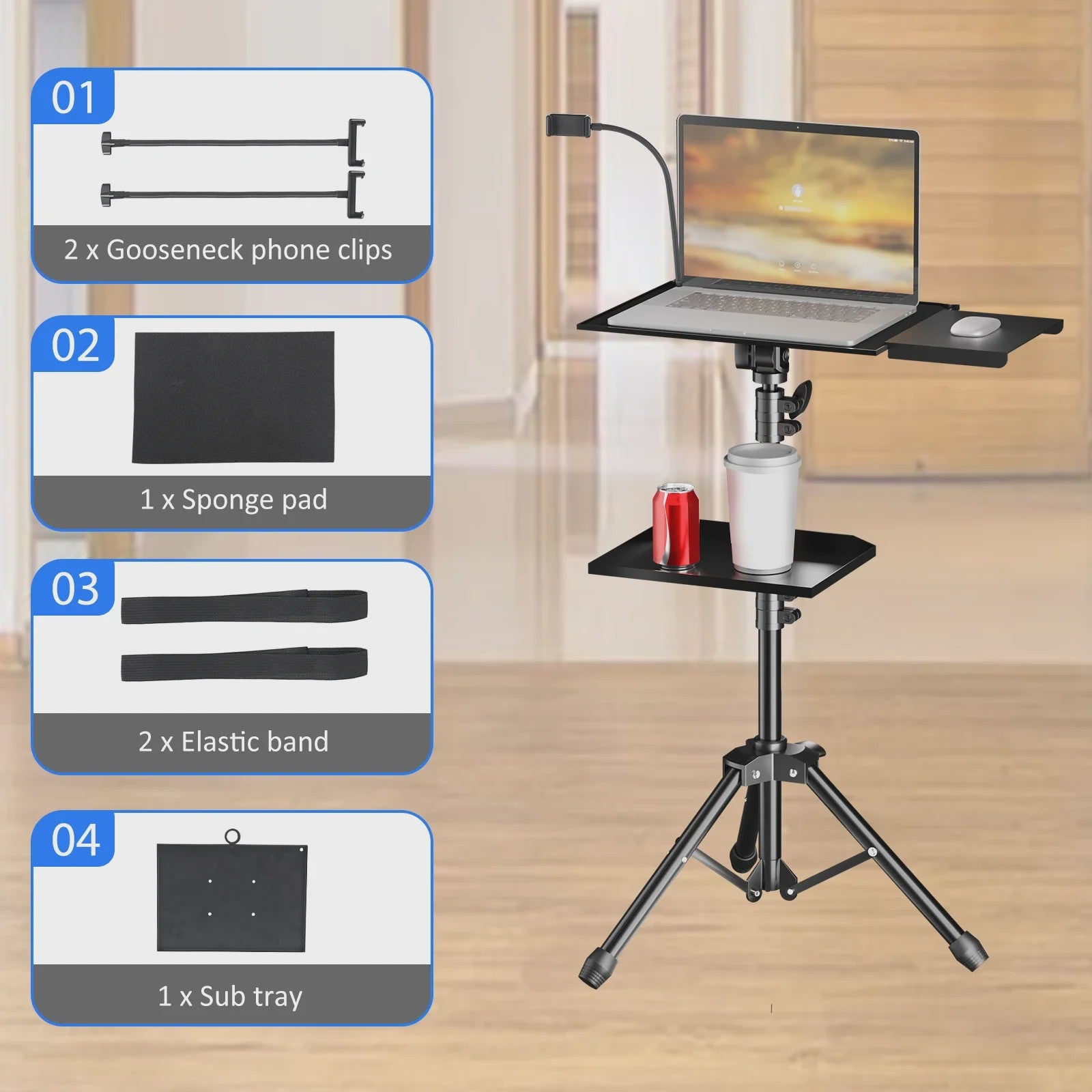 Verstelbare Projector & Laptop Tripod Stand (145cm) - Flexibele Werkplek