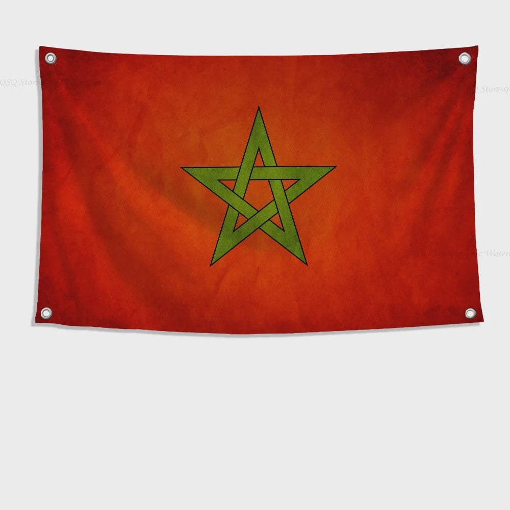 Marokkaanse Vlag - Polyester Decoratie met Ophangringen voor Binnen en Buiten
