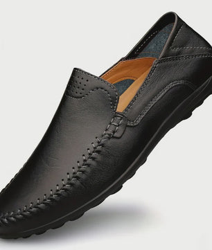 CLOHOO Heren Casual Schoenen - Comfortabel Leer met Ademende Stiksels en Rubberen Zool