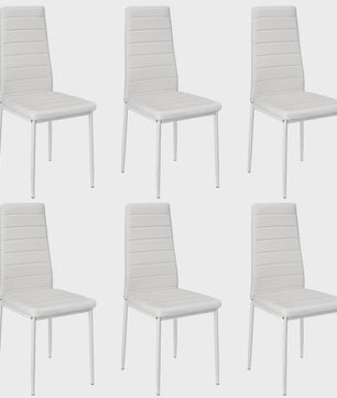 Set van 6 Eetkamerstoelen met Hoge Rugleuning - Ergonomisch Kunstleer