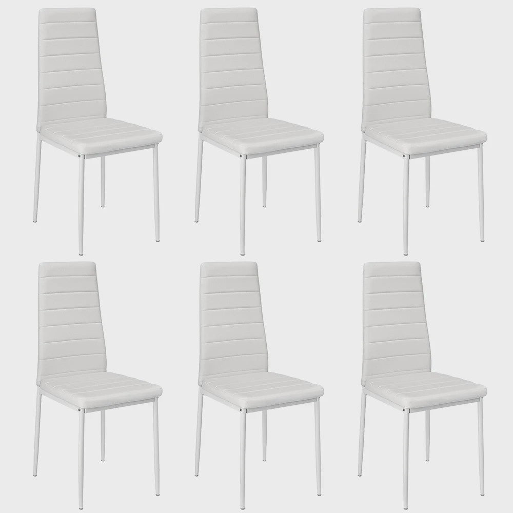 Set van 6 Eetkamerstoelen met Hoge Rugleuning - Ergonomisch Kunstleer