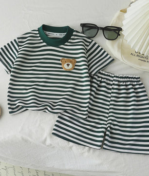 Zomer Set Kinderkleding: Gestreept T-shirt met Korte Mouwen en Short