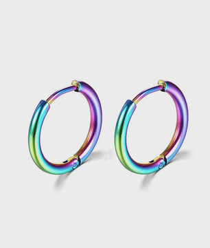 Roestvrijstalen Hoops Oorbellen - Goudkleurig, Zilver, Zwart & Regenboog - Unisex
