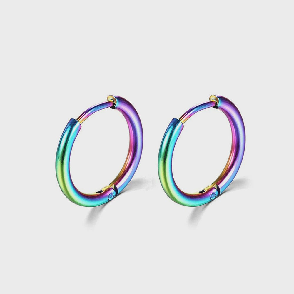 Roestvrijstalen Hoops Oorbellen - Goudkleurig, Zilver, Zwart & Regenboog - Unisex