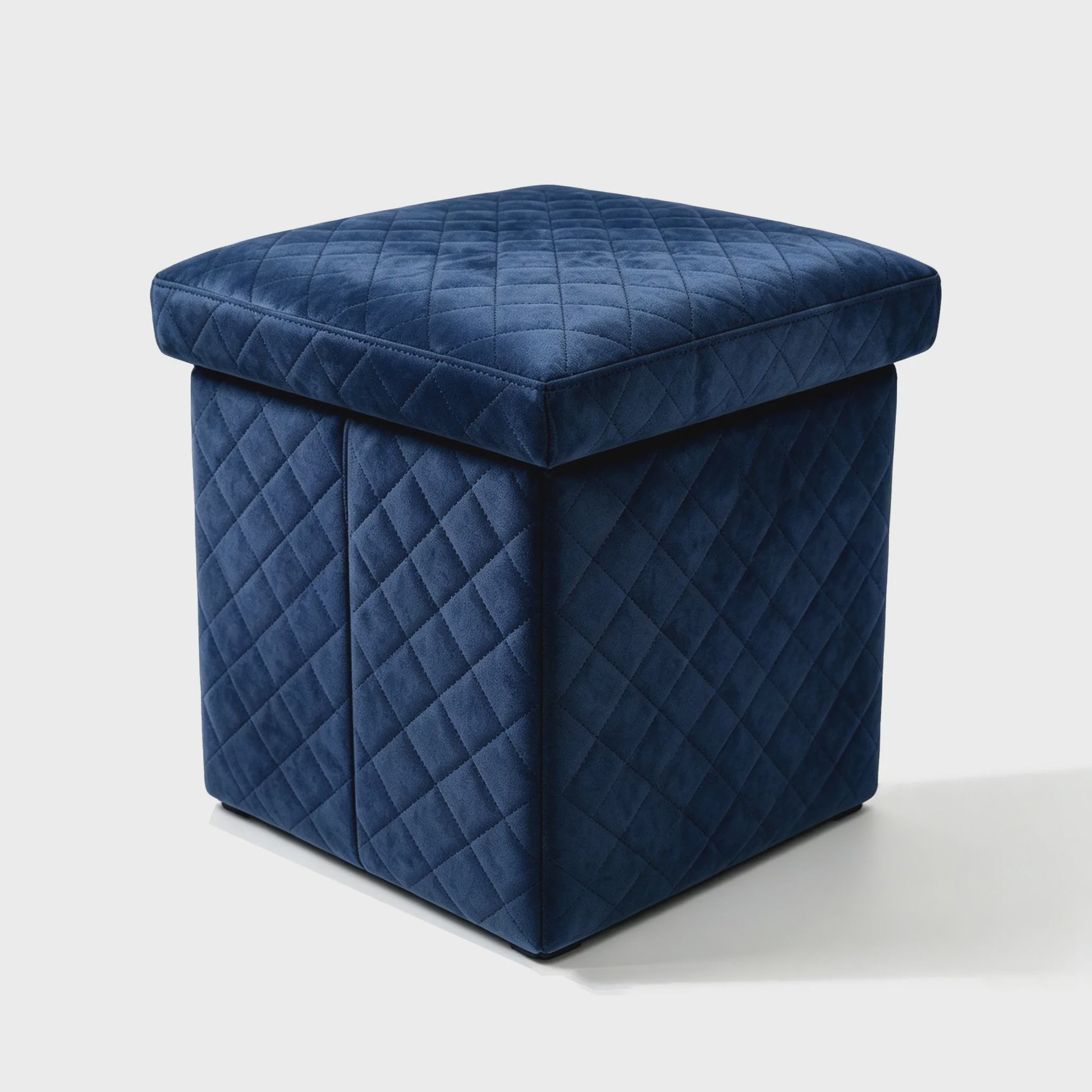 3-in-1 Opvouwbare Fluwelen Opberg Poef met Diamant Design - 38x38x35cm