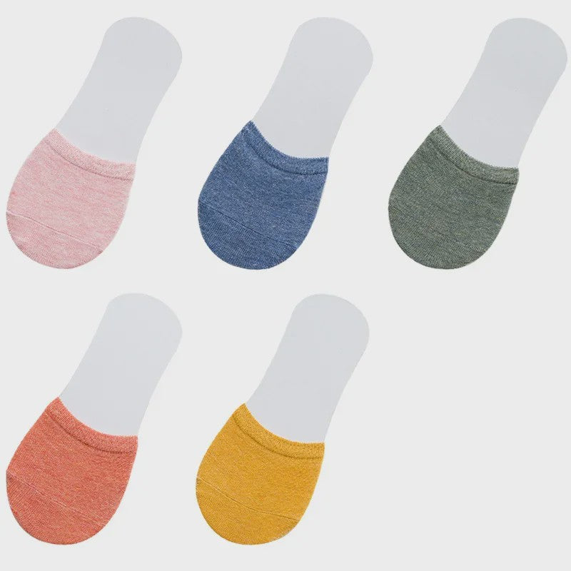 5 Paar Invisible Sokken Dames - Ademend Katoen, Zomer Half Voet Sokjes