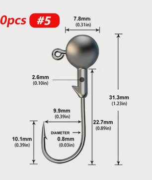 50-delige Set Jig Kop Haken voor Vissen | Diverse Gewichten (1g-5g)