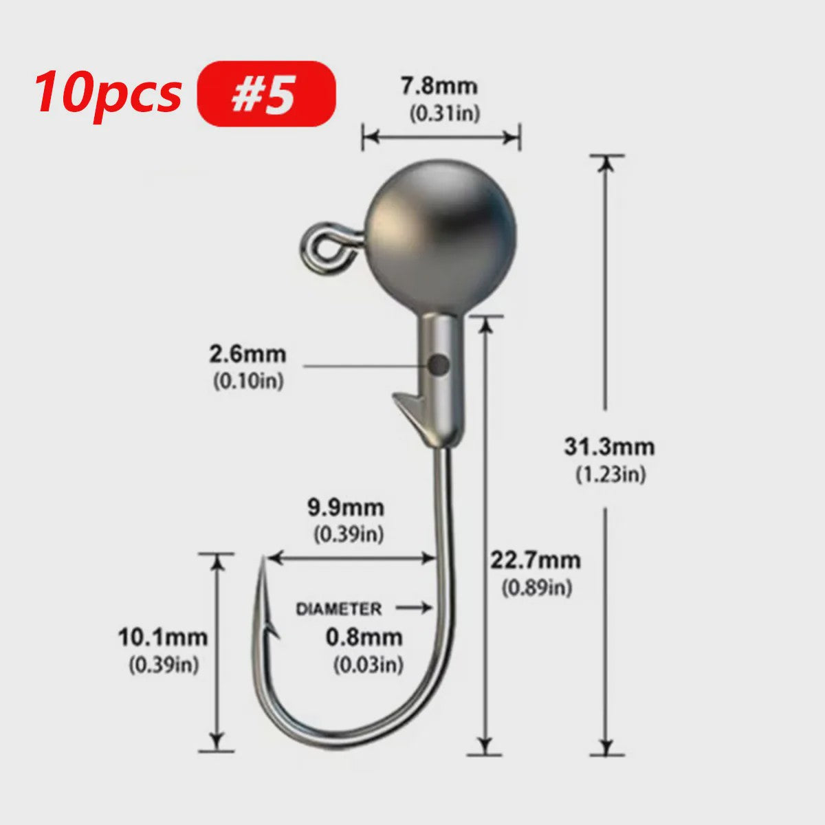 50-delige Set Jig Kop Haken voor Vissen | Diverse Gewichten (1g-5g)