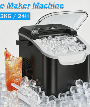 Draagbare IJsmachine 12kg/24H met 2 IJsvormen & Handvat - Snel en Compact