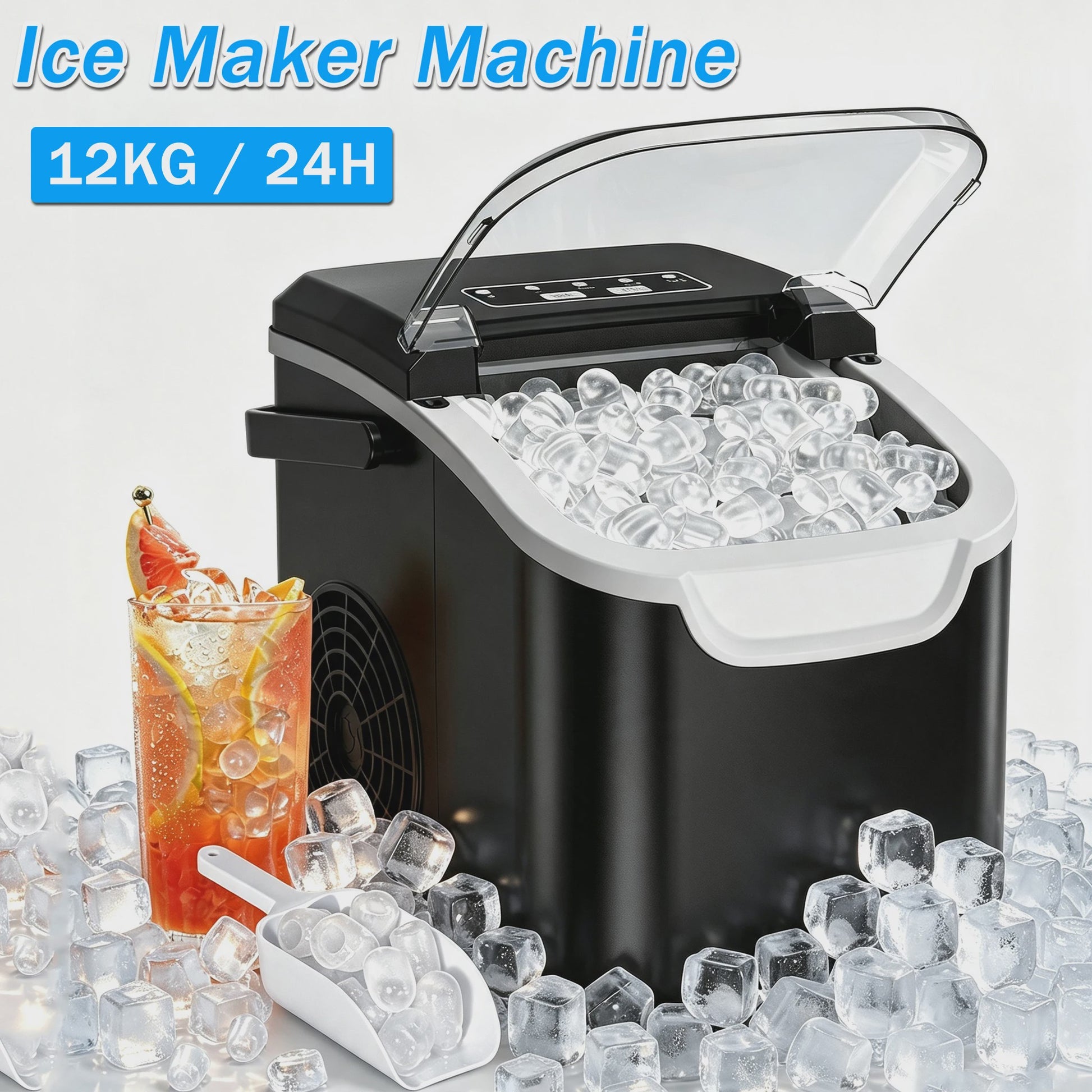 Draagbare IJsmachine 12kg/24H met 2 IJsvormen & Handvat - Snel en Compact