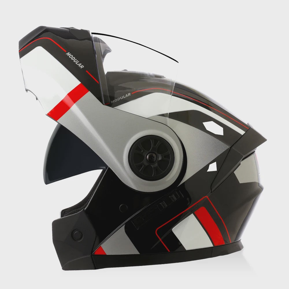 BLD Flip-Up Motorhelm Modulair ABS Dubbel Vizier DOT Goedgekeurd