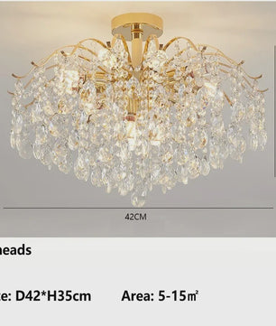 Luxe Kristallen Plafondlamp met LED - Sfeervolle Hanglamp voor Woonkamer