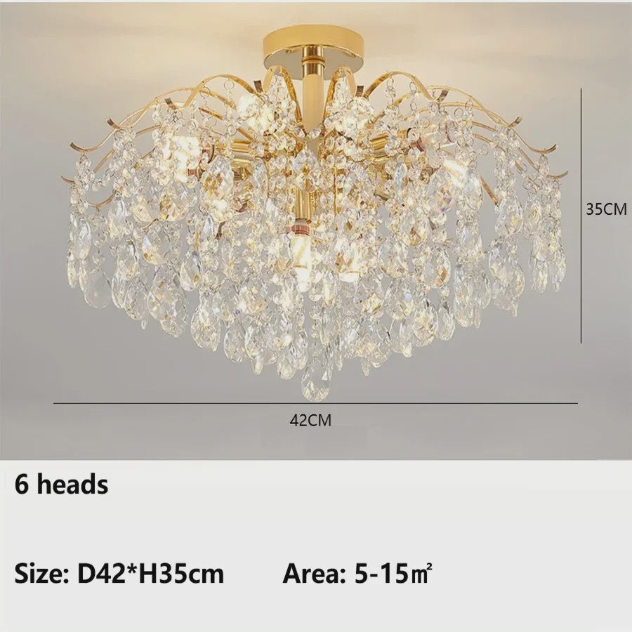 Luxe Kristallen Plafondlamp met LED - Sfeervolle Hanglamp voor Woonkamer