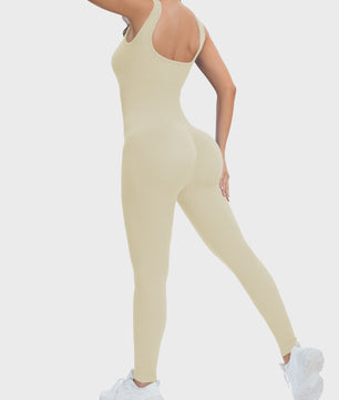 Dames Shapewear Jumpsuit met Ingebouwde BH - Bodycon, Vierkante Hals, Mouwloos & Ribbel Design