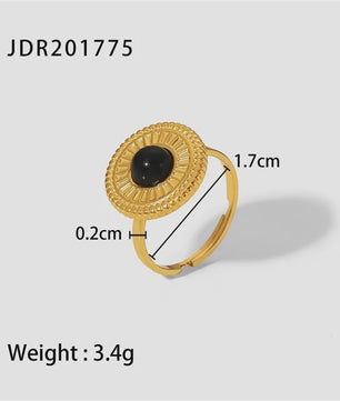Natuursteen Ringen Dames - Waterdicht Roestvrij Staal Goudkleurig Sieraden